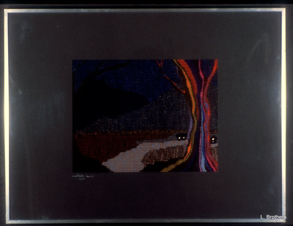 Tree Sentinel 16 X 14 Hand-Dyed Wool, Mixed Fibers, and Metallic Threads